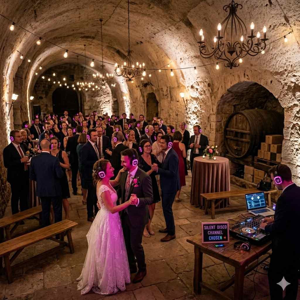 silent party location mariage casques