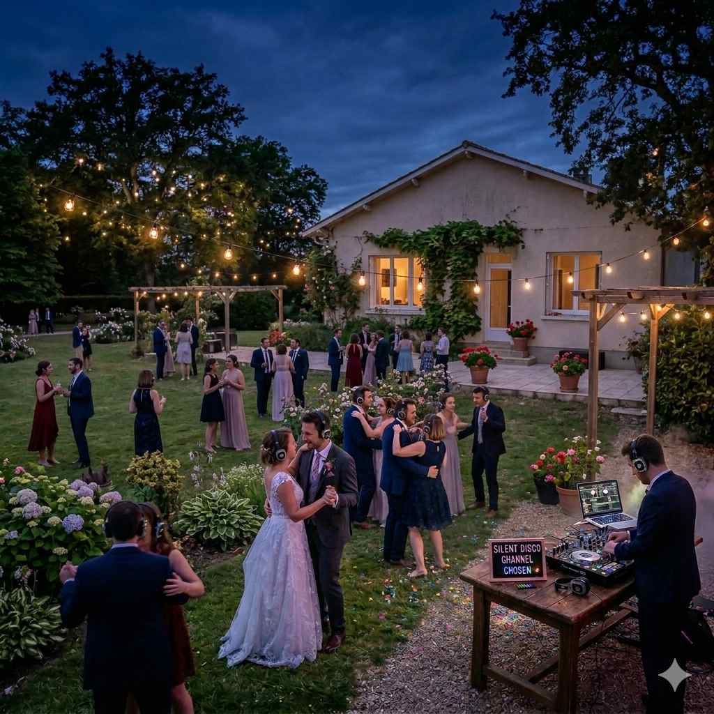 silent party location mariage casques