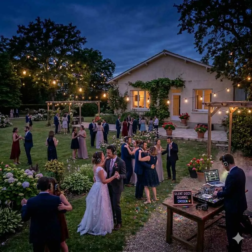 silent party location mariage casques